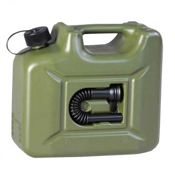 Image for Hunersdorff Army Jerry Can Plastic Petrol Diesel Fuel Can Container with Pouring Spout - 10 Litres