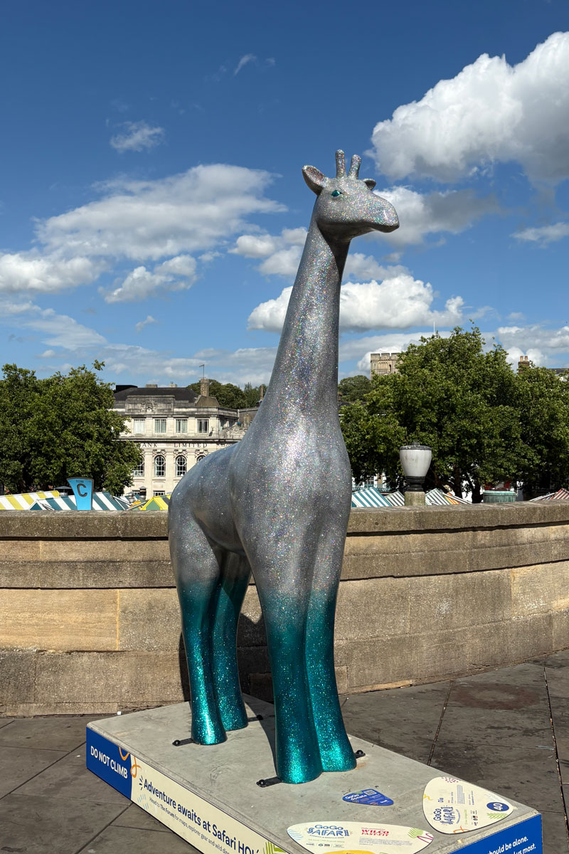 Dia the giraffe sculpture, at the top of Norwich Market