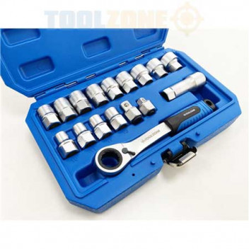 Image for Toolzone 3/8"D & 1/2"D Go Through Socket Set - 17 Piece