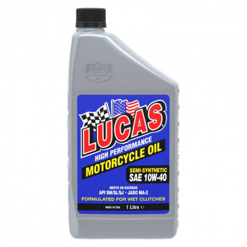 Image for Lucas Oil 10W-40 Semi-Synthetic SAE Motorcycle Oil - 1 Litre