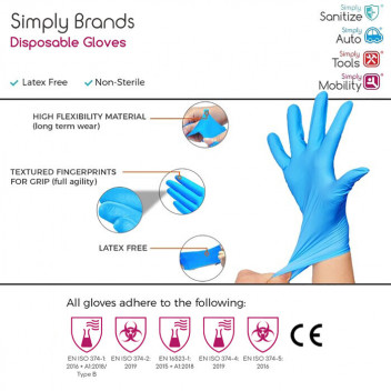 Image for Vinyl / Nitrile Blend Disposable Blue Gloves - Box of 100 (Medium)