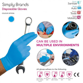 Image for Vinyl / Nitrile Blend Disposable Blue Gloves - Box of 100 (Medium)