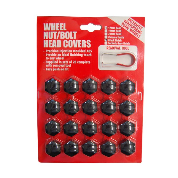 17mm Black Wheel Nut Bolt Cover NCO02-BK image