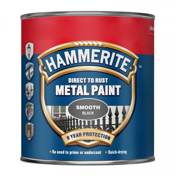 Hammerite Smooth Black Metal Paint 750ml Wilco Direct