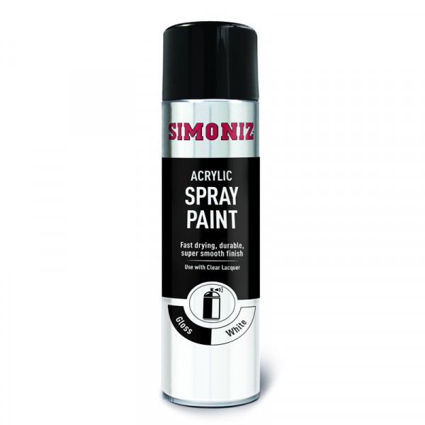 Simoniz Acrylic Spray Paint - Gloss White - 500ml - Wilco Direct