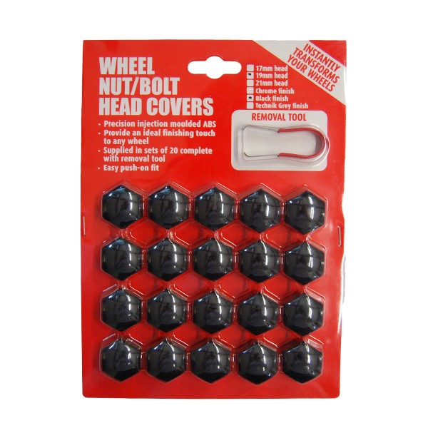 19mm Black Wheel Nut Bolt Cover NCO03-CH image